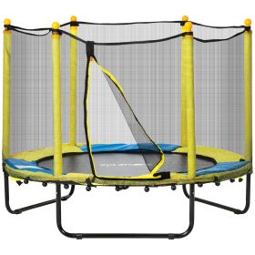 4.6FT Trampoline for Kids with Enclosure Net for Ages 3-10, Indoor Outdoor Use, Yellow
